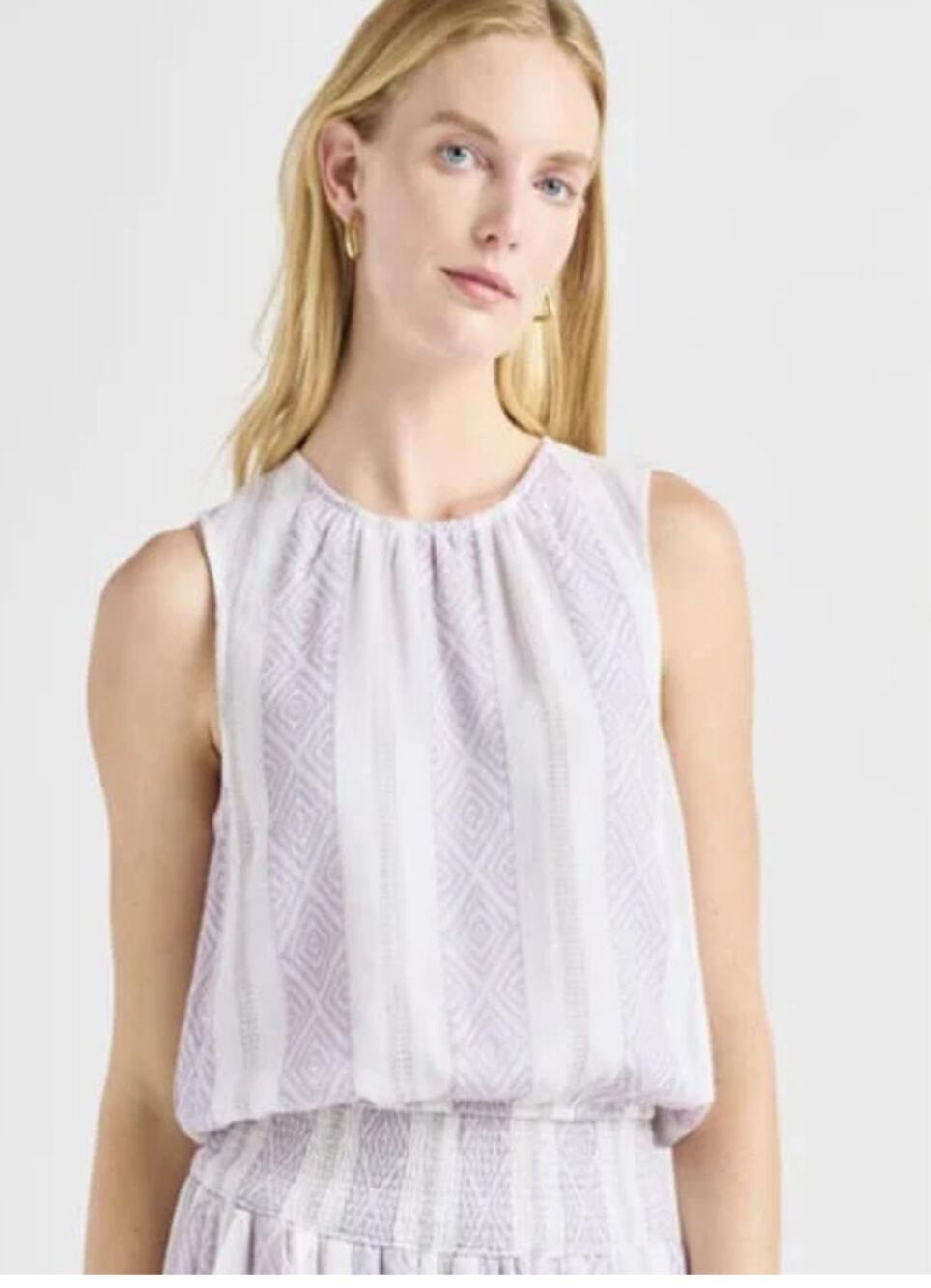 Splendid Collection Purple/Gray Tank Crop Elastic Waistband Boho Top WMN S Crew